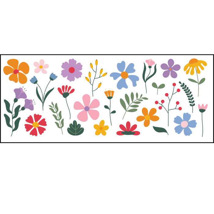 Colorful floral pattern on a white background