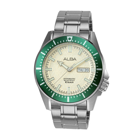 ALBA Cream & Green Dial Automatic Men's Watch, AL4719X1