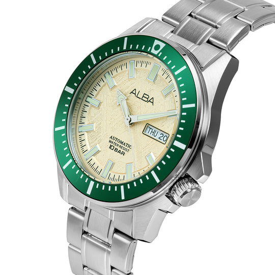 ALBA Cream & Green Dial Automatic Men's Watch, AL4719X1