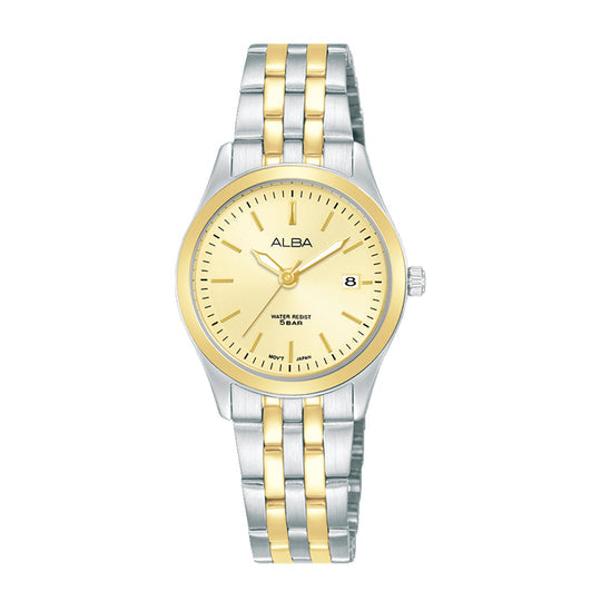 ALBA Gleaming Gold Quartz Stainless Steel Women's Watch, AH7CE8X1