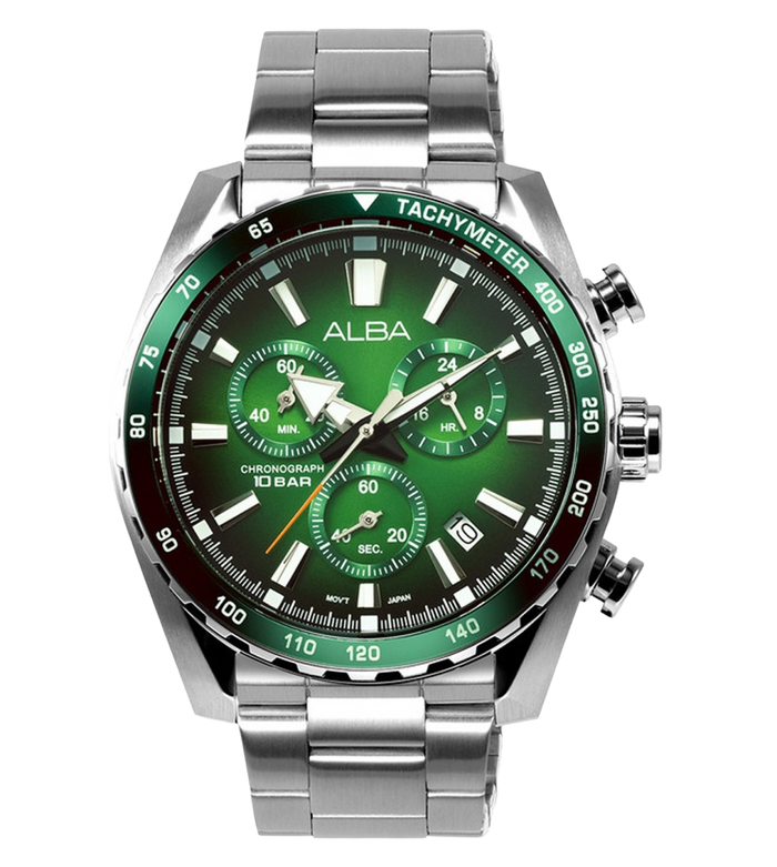 Alba Green Dial Chronograph Men's Watch, AX7007X1