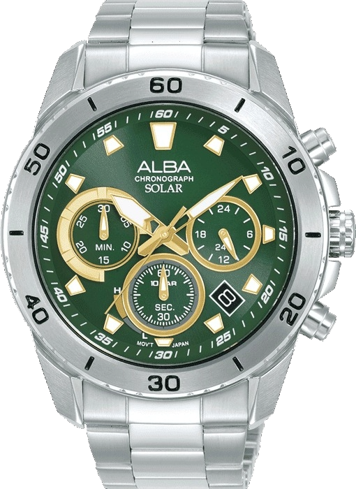 Alba Green Dial Solar Chronograph Men's Watch, AZ5011X1