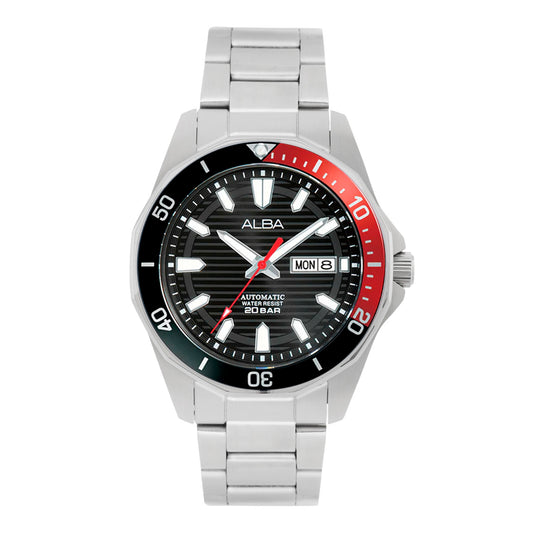Alba Noir Dial With Black + Red Rotating Bezel Automatic Men's Watch, AL4457X1