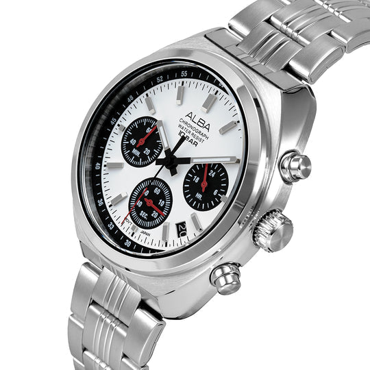 ALBA Seashell White Dial Chronograph Men's Watch, AT3K11X1