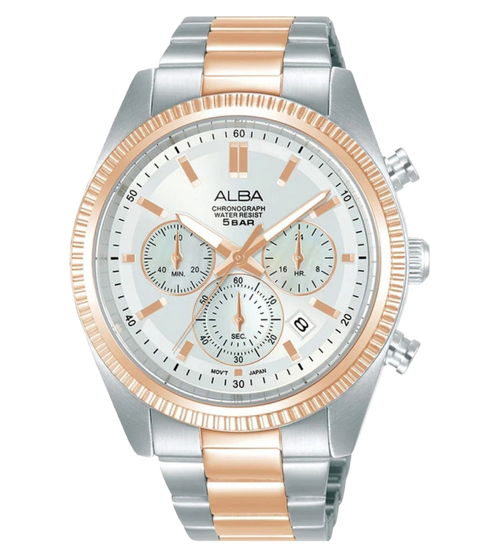 Alba Silver-Gold Case Chronograph Men's Watch, AT3K14X1