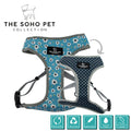 Ancol | Soho Collection | Dog Harness | Reversible Blue Daisy & Navy Polka Dot Pattern
