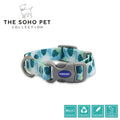 Ancol | Soho Collection | Nylon Adjustable Dog Collar | Blue & Green Leaf Pattern