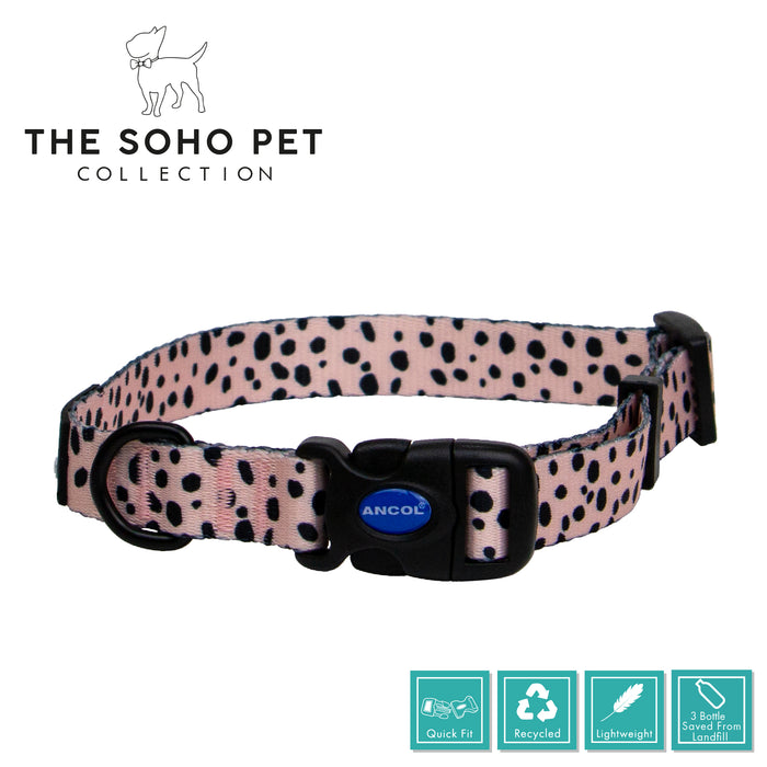 Ancol | Soho Collection | Nylon Adjustable Dog Collar | Dalmatian Spotted Pattern