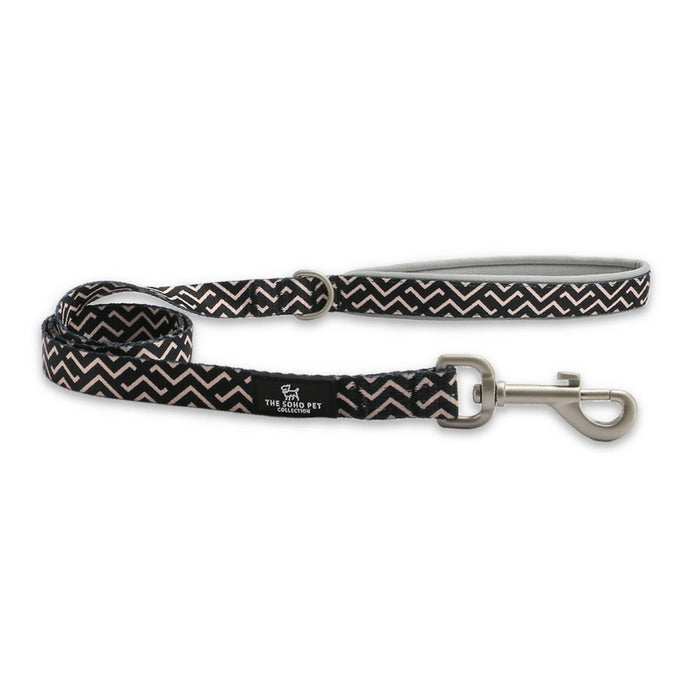 Ancol | Soho Collection | Nylon Dog Lead | Black & Pink ZigZag Pattern