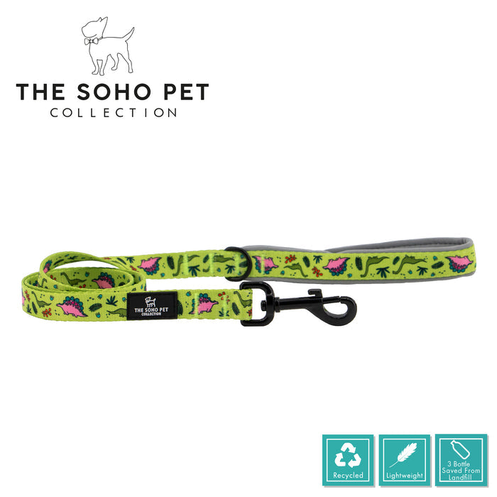 Ancol | Soho Collection | Nylon Dog Lead | Green Dino Pattern