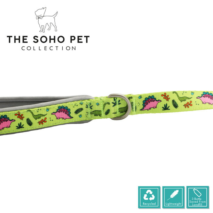 Ancol | Soho Collection | Nylon Dog Lead | Green Dino Pattern