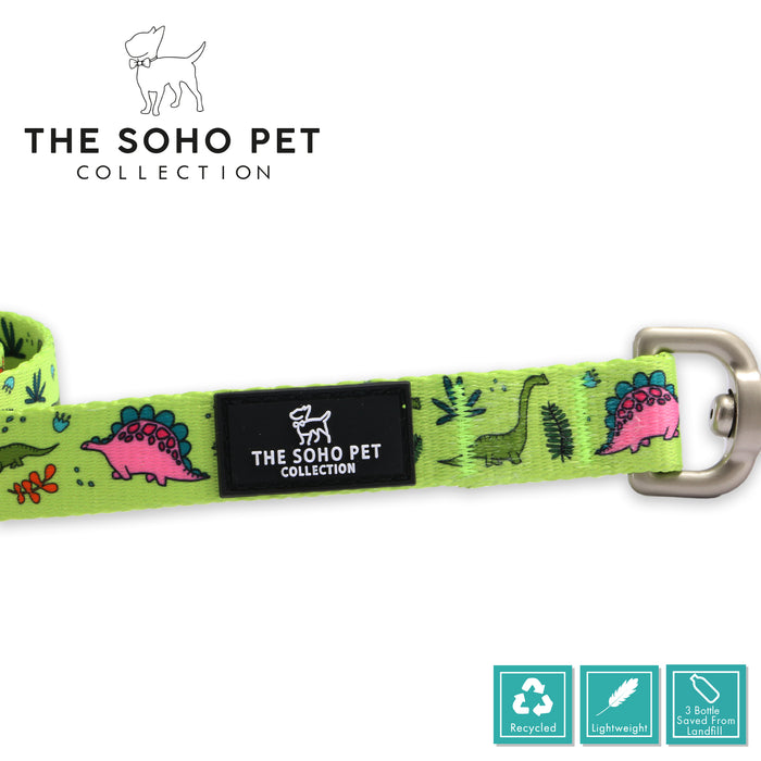 Ancol | Soho Collection | Nylon Dog Lead | Green Dino Pattern