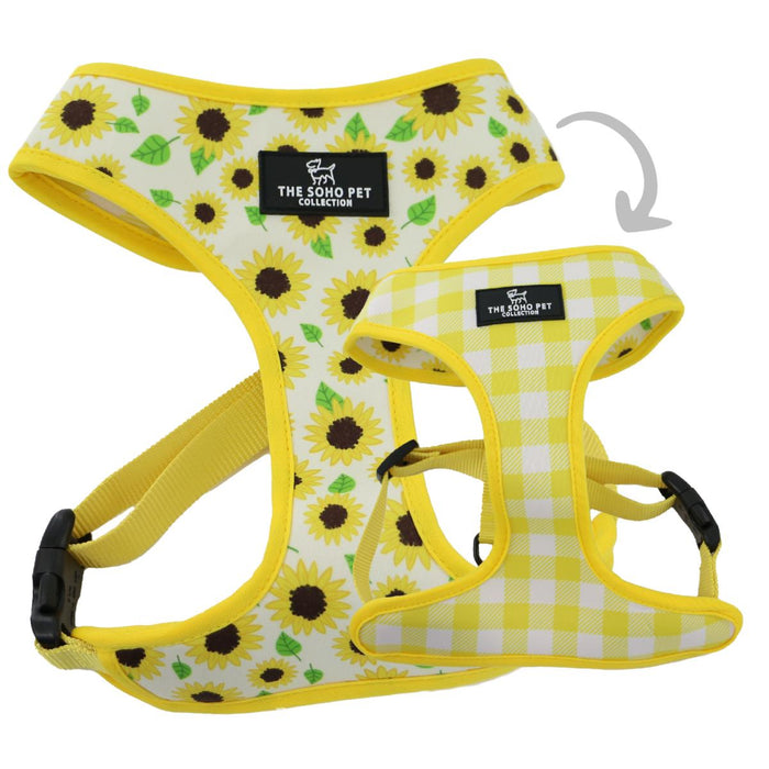 Ancol Soho Reversible Dog Harness | Sunflower & Yellow Check | Eco Friendly