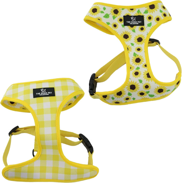 Ancol Soho Reversible Dog Harness | Sunflower & Yellow Check | Eco Friendly
