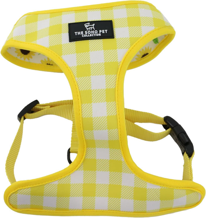 Ancol Soho Reversible Dog Harness | Sunflower & Yellow Check | Eco Friendly