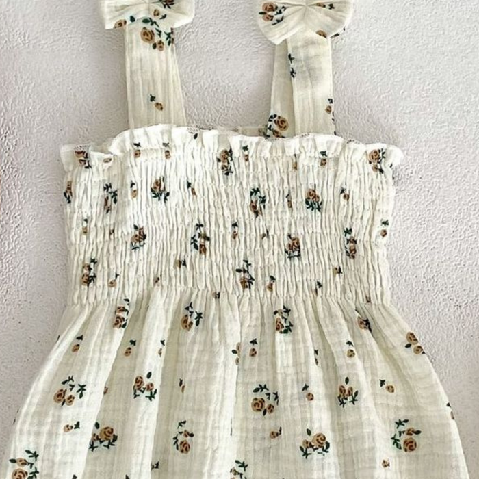 Baby Muslin Romper & Matching Headband Set – Spotty or Floral