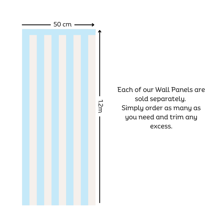 Blue & Beige Stripes Half Wall Panel Decals