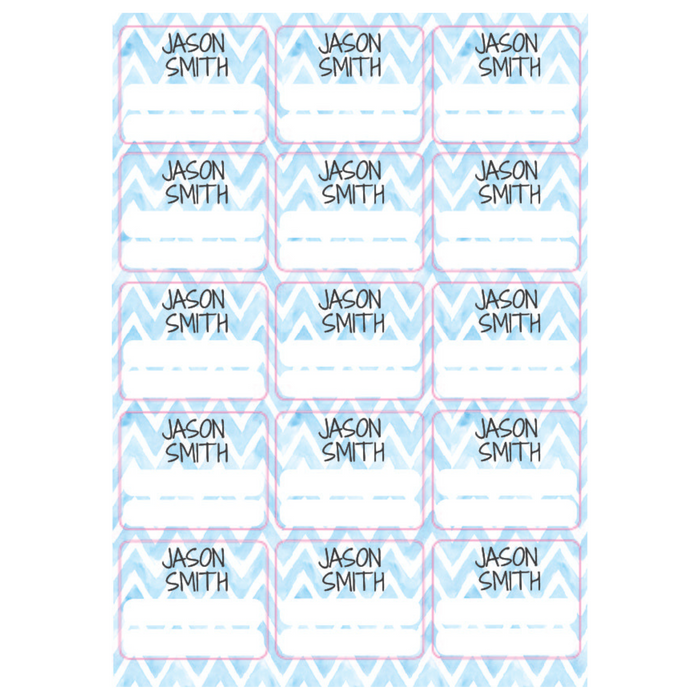 Blue Chevron Large Subject Label - 15 pack
