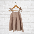 Organic muslin cotton Bouquet dress with adjustable straps and bow detail for toddlers