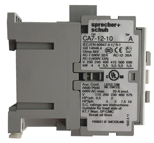 Sprecher and Schuh CA7-12-10-208 3 pole 12 AMP contactor