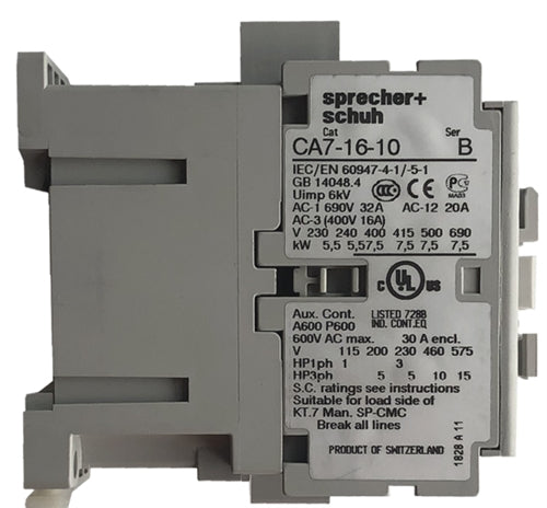 Sprecher and Schuh CA7-16-10-120 3 pole 16 AMP contactor