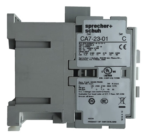 Sprecher and Schuh CA7-23-01-24Z 3 pole 23 AMP contactor