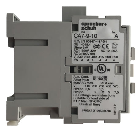 Sprecher and Schuh CA7-9-10-208 3 pole 9 AMP contactor