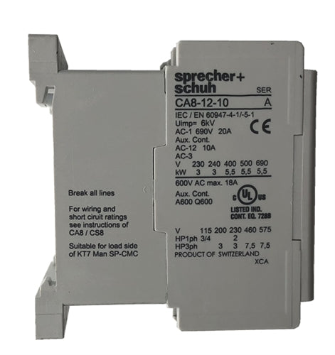 Sprecher and Schuh CA8-12-10-24Z 3 pole 12 AMP miniature contactor