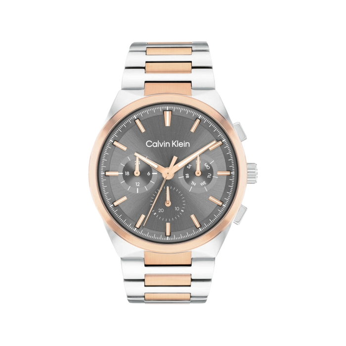 Calvin Klein Distinguish Quartz Gunmetal Dial Multi-Function Stainless Steel Men's Watch, 25200536
