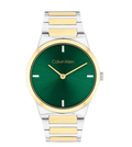 Calvin Klein Linear Elegance Quartz Green Dial Analog Stainless Steel Women's Watch, 25100087