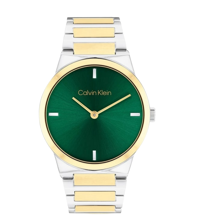 Calvin Klein Linear Elegance Quartz Green Dial Analog Stainless Steel Women's Watch, 25100087