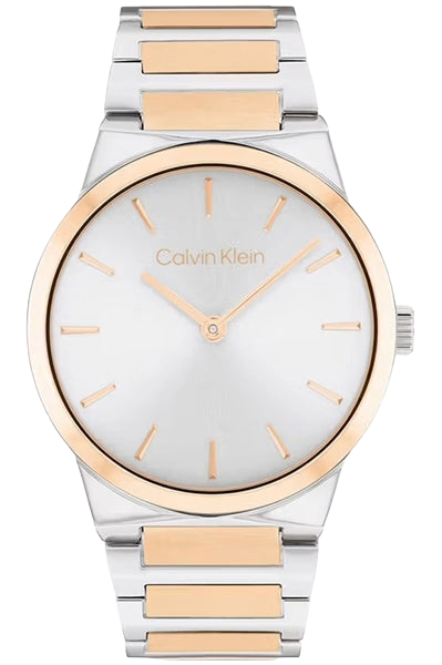 Calvin Klein Linear Elegance Quartz Silver Dial Analog Stainless Steel Women's Watch, 25100083
