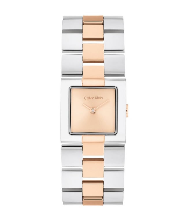 Calvin Klein Meridian Quartz Basic Slim Blush Square Dial Women's Watch, 25100092