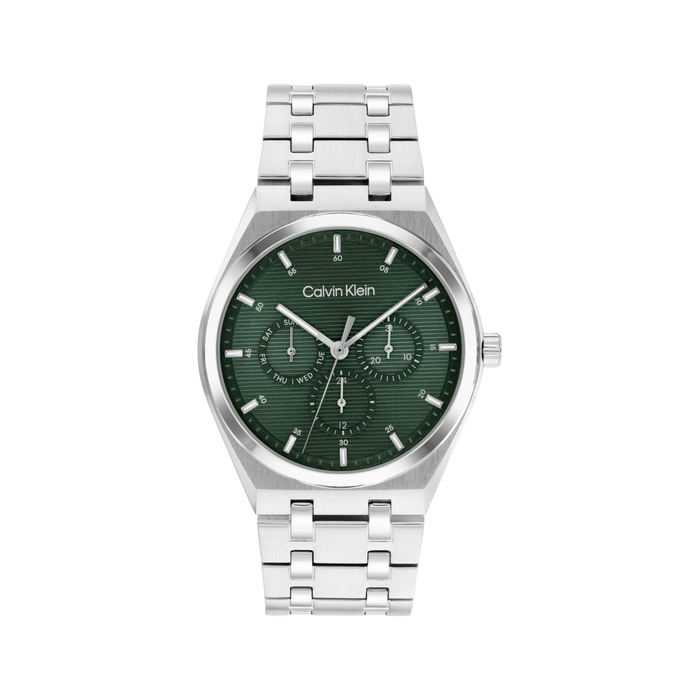 Calvin Klein Motion Quartz Green Dial Multi-Function Stainless Steel Men's Watch, 25200521