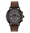 Calvin Klein Quartz Grey Dial Multi-Function Leather Men's Watch, 25200498
