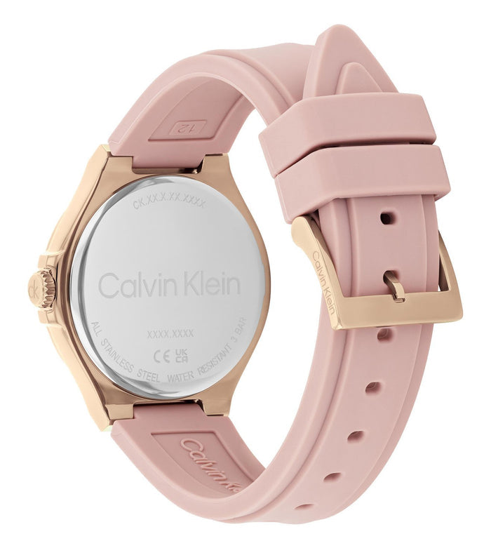 Calvin Klein Quartz Pink Dial Multi-Function Leather Women's Watch, 25100108