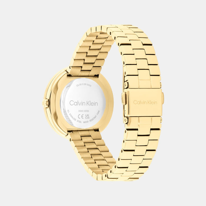 Calvin Klein Twisted Bezel Quartz Green Dial Analog Stainless Steel Women's Watch, 25100167