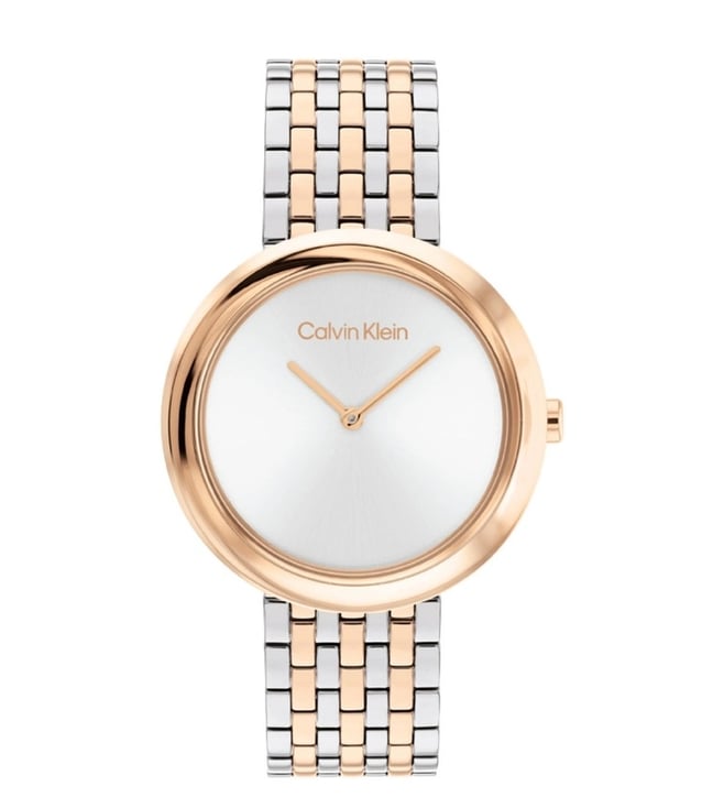 Calvin Klein Twisted Bezel White Dial Analog Women's Watch, 25100070