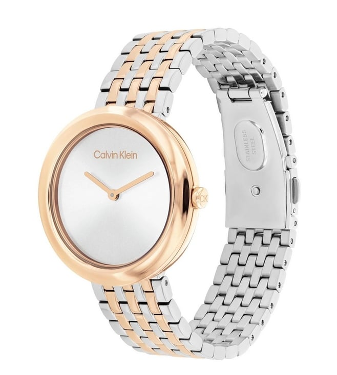 Calvin Klein Twisted Bezel White Dial Analog Women's Watch, 25100070