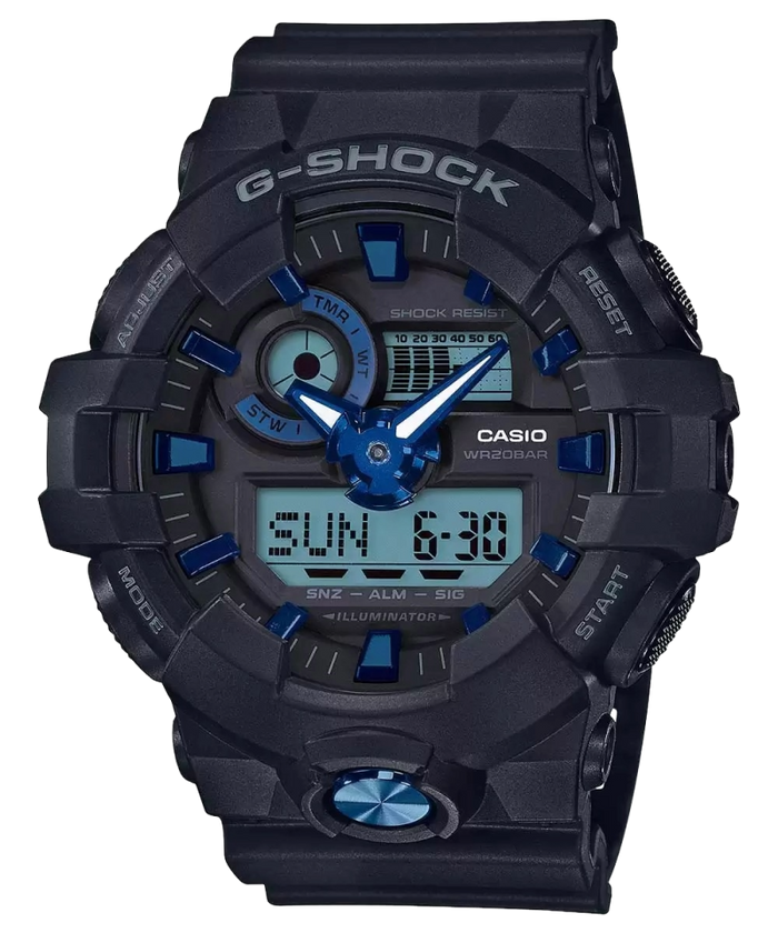 Casio G-Shock Black Analog-Digital 1/100-second stopwatch, GA-710B-1A2DR-G872