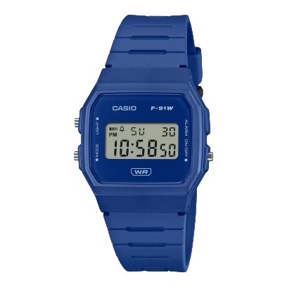 Casio Youth Blue Digital 1/100-Second Stopwatch, F-91WB-2A1DF-D371