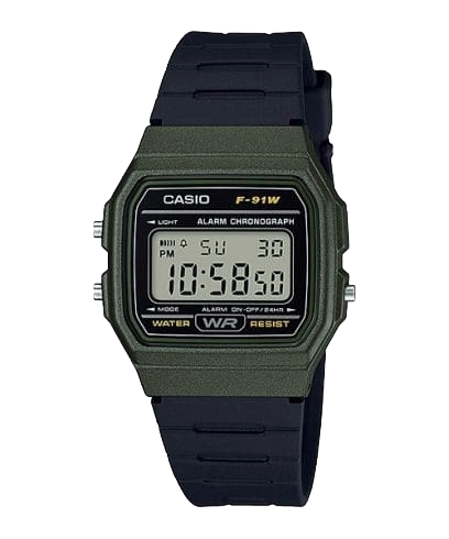 Casio Youth Green Digital 1/100-Second Stopwatch, F-91WM-3ADF-D248