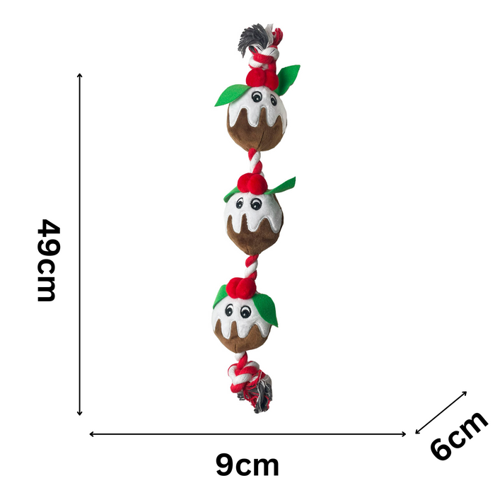 Christmas Pudding Rope | Festive Dog Toy by Happy Pet
