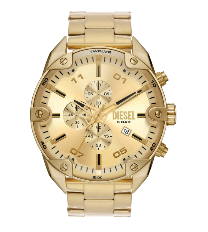 Diesel Quartz Gold Dial Chronograph Stainless Steel Men's Watch, DZ4608
