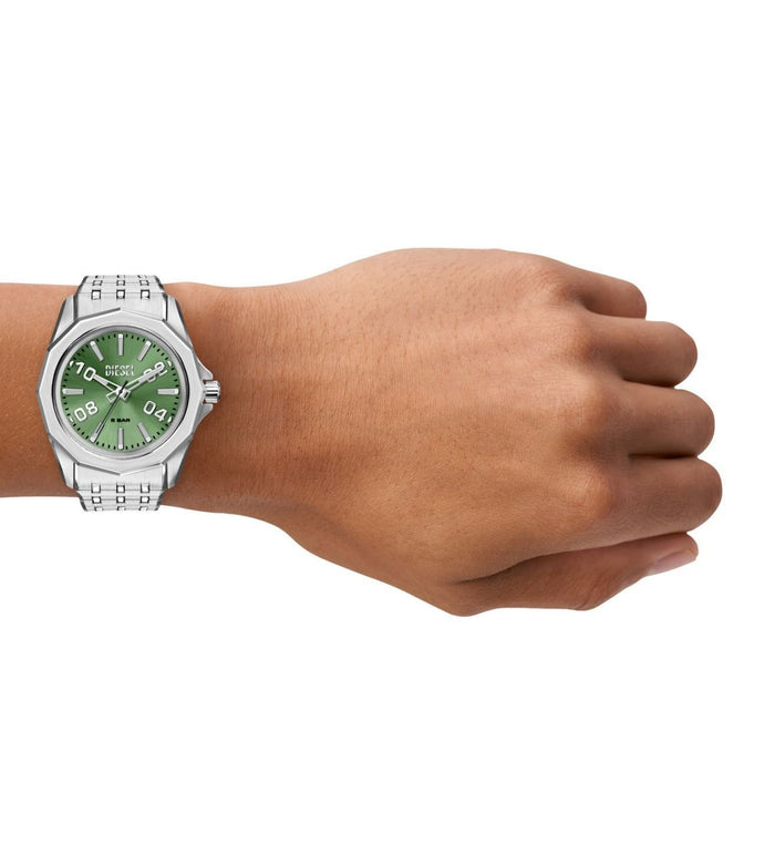 Diesel Quartz Green Dial Analog Stainless Steel Men's Watch, DZ2237
