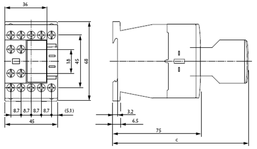 Moeller DILM9-10 24 volt DC 3 pole 9 AMP contactor