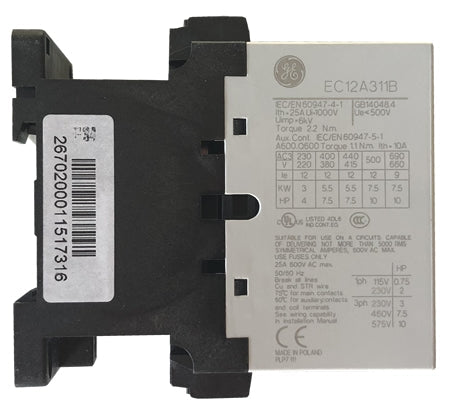 GE EC12A311B240 12 AMP contactor