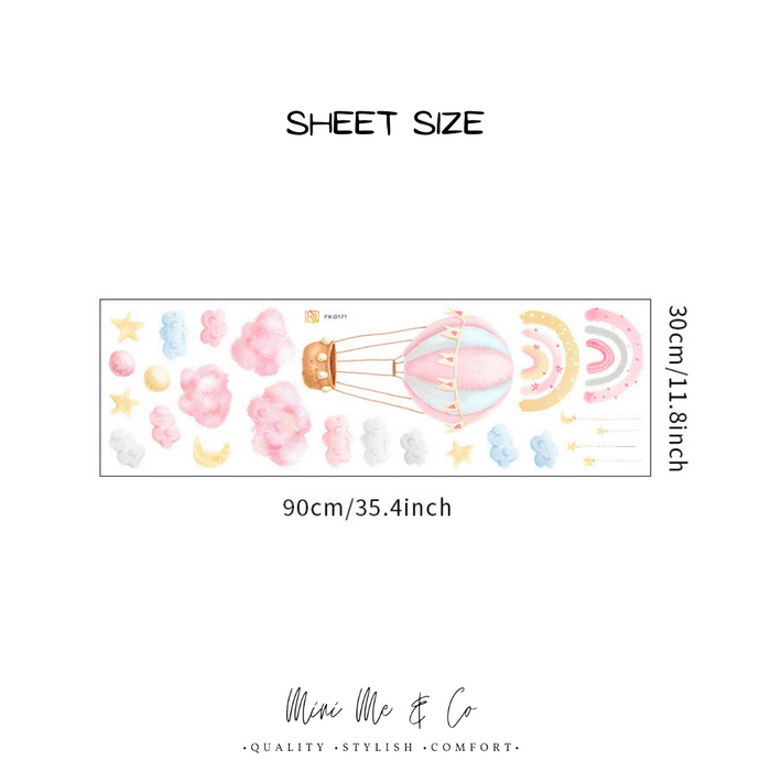 Fabric Nursery Pastel Hot Air Balloon Wall Stickers