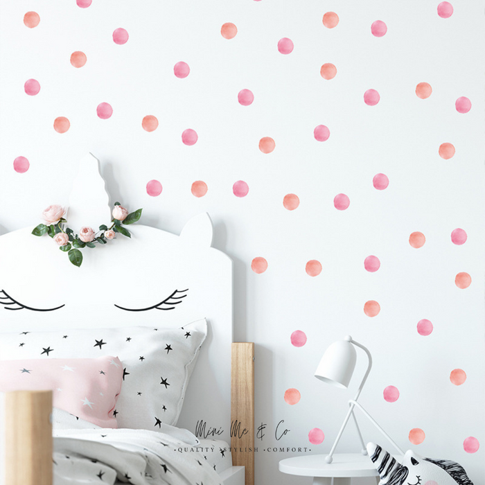 Fabric Pink and Orange Polka Dot Wall Stickers