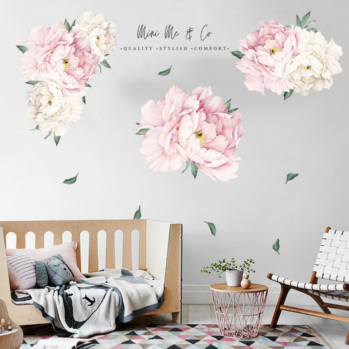 Fabric Pink Peony Wall Stickers